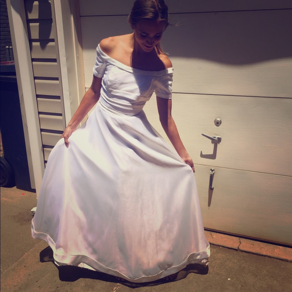 White off the shoulder gown