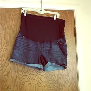 Denim maternity shorts