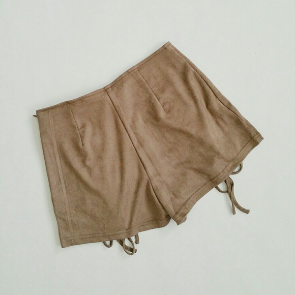 - Last 1 - Lace Up Vegan Microfiber Suede Shorts - Picture 6 of 6