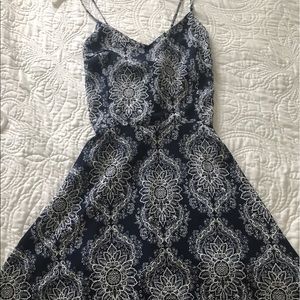ModCloth Navy White Patterned Sundress