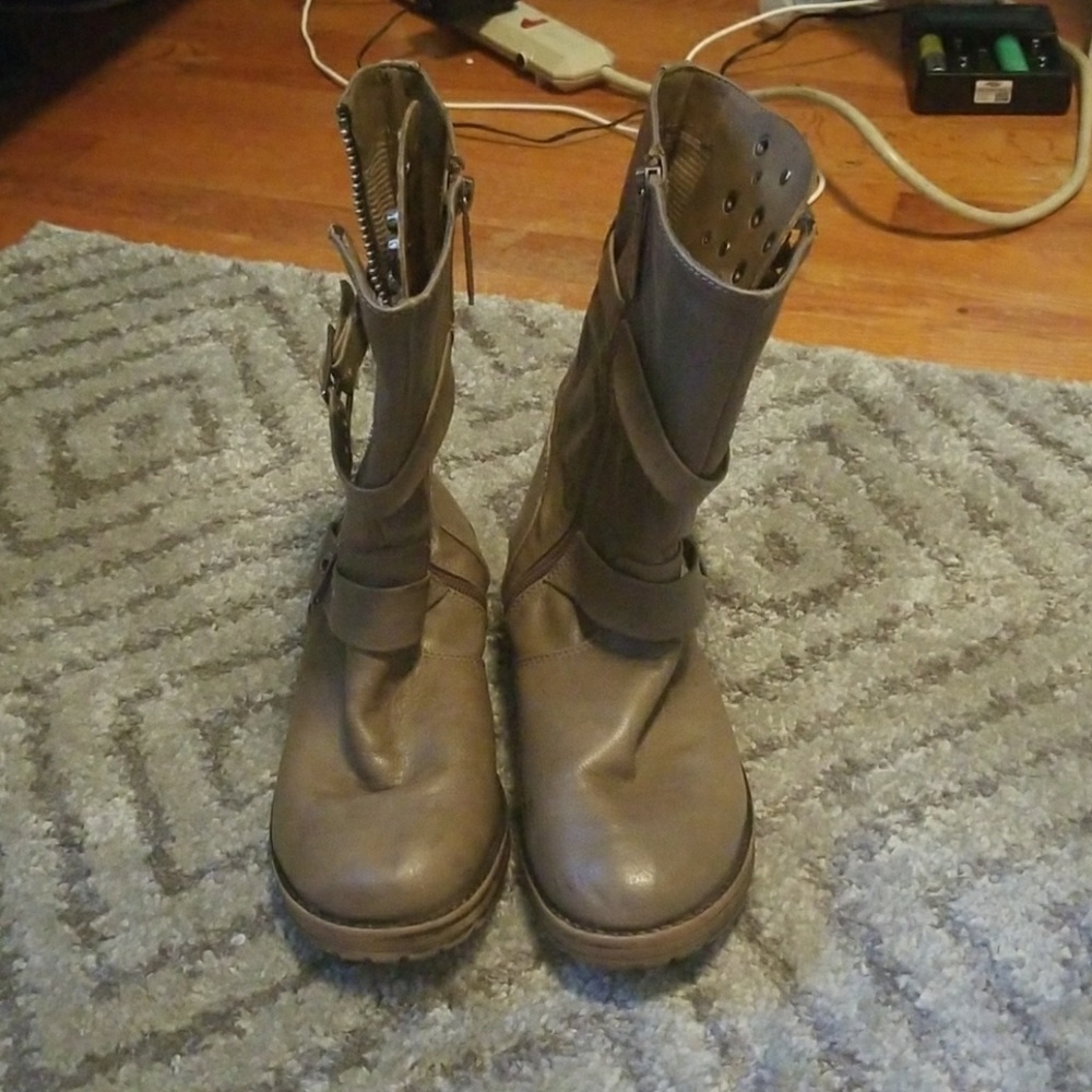 Studded Combat Boots w/buckled straps