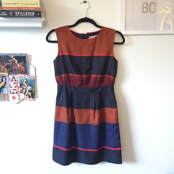 Navy, Orange, and Rust Loft Dress - Picture 1 of 4