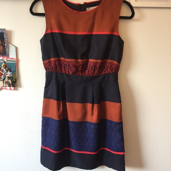 Navy, Orange, and Rust Loft Dress - Picture 2 of 4