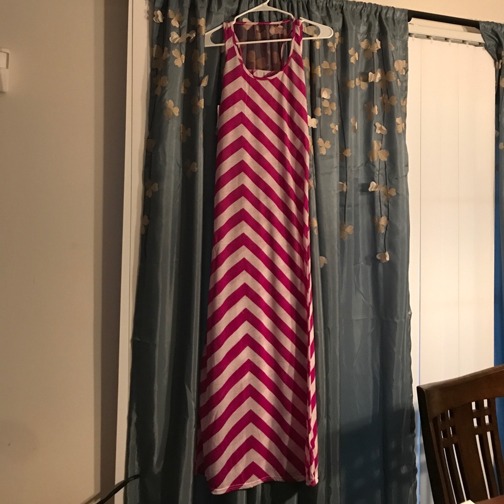 Sheer back striped maxi dresses...CLEARANCE
