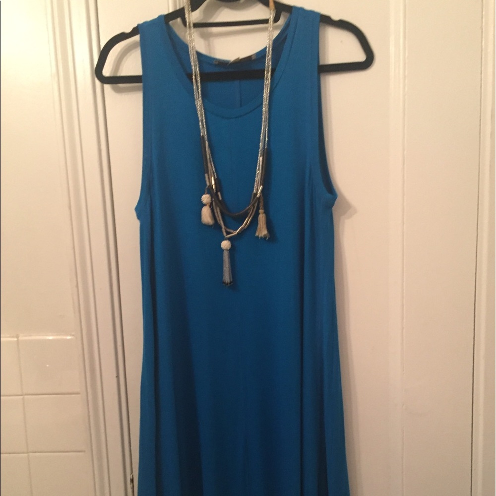 Loft blue trapeze dress Small