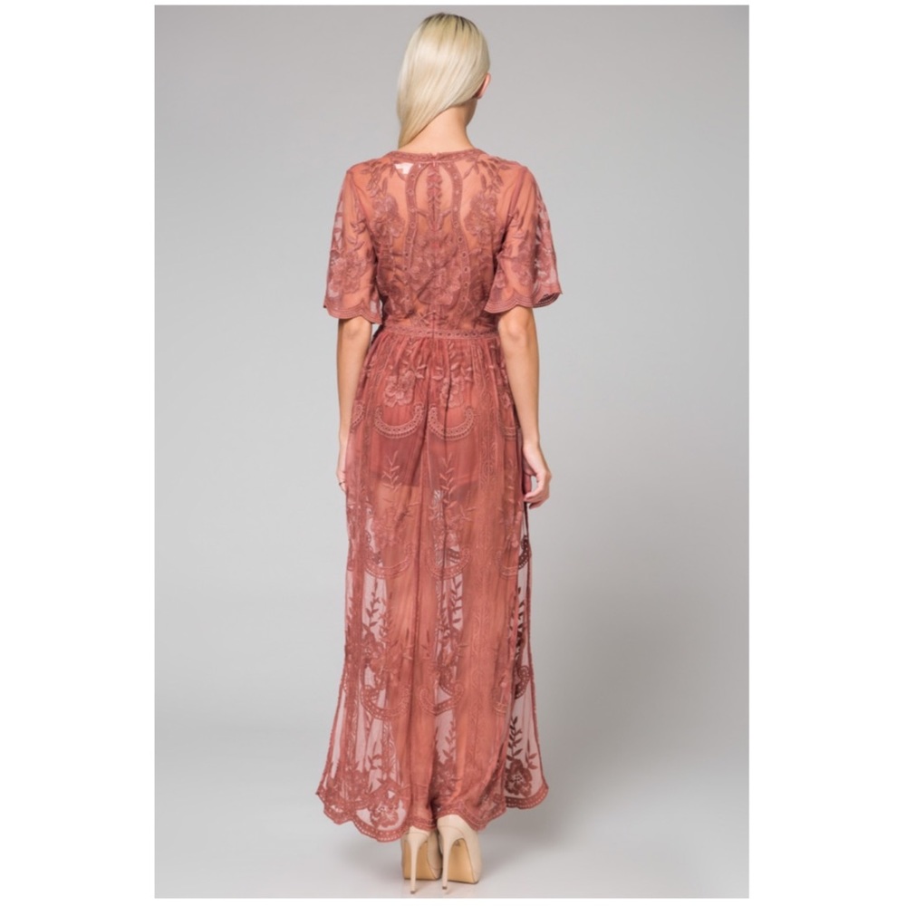 Marsala Embroidered Lace Maxi Dress - Picture 5 of 8
