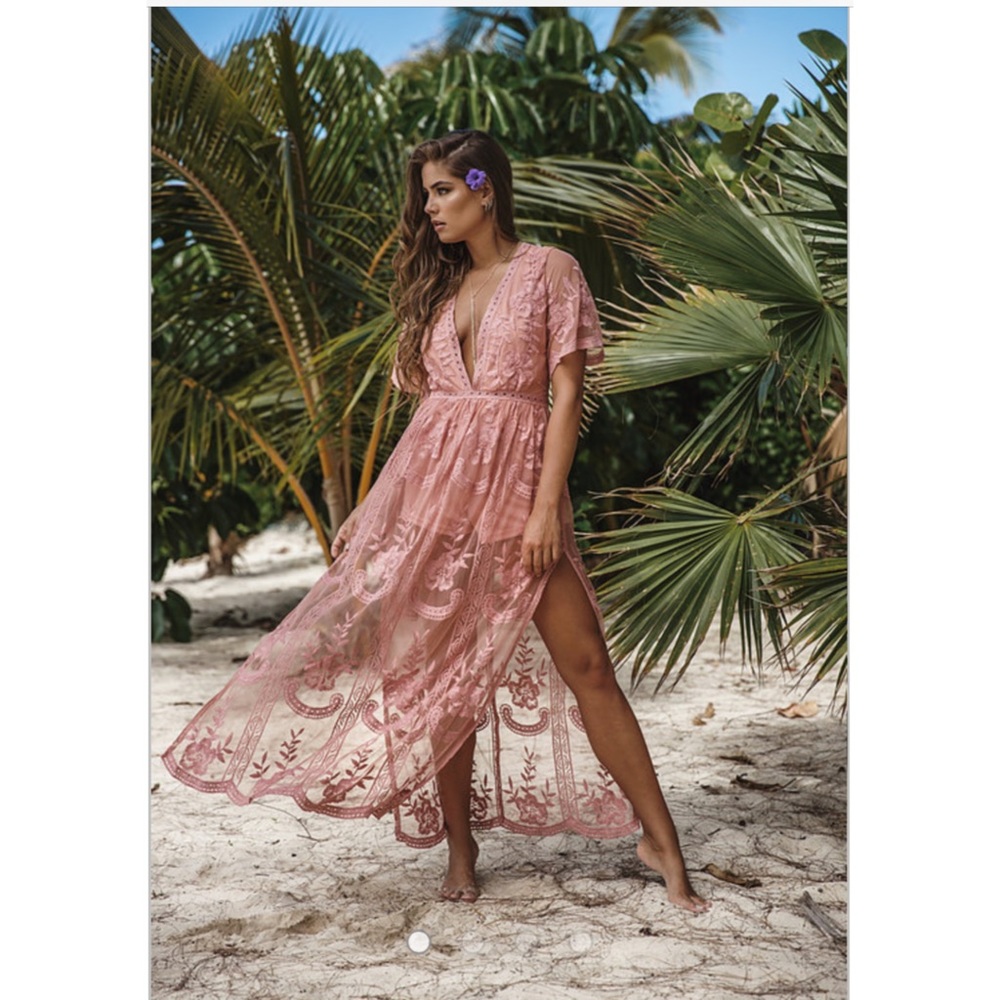 Marsala Embroidered Lace Maxi Dress - Picture 8 of 8