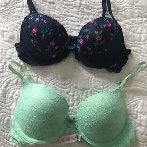 Navy and Mint Xhiliration Bra Bundle! 34B