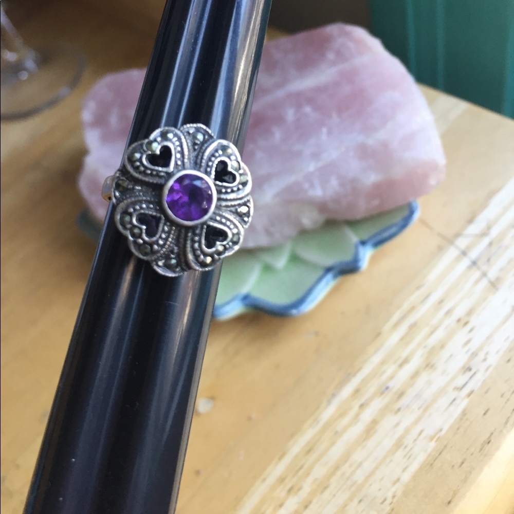 Purple Heart clover ring