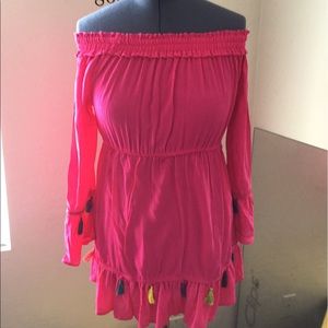 Bohemian style Summer hot pink dress