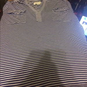 White and blue long sleeve shirt