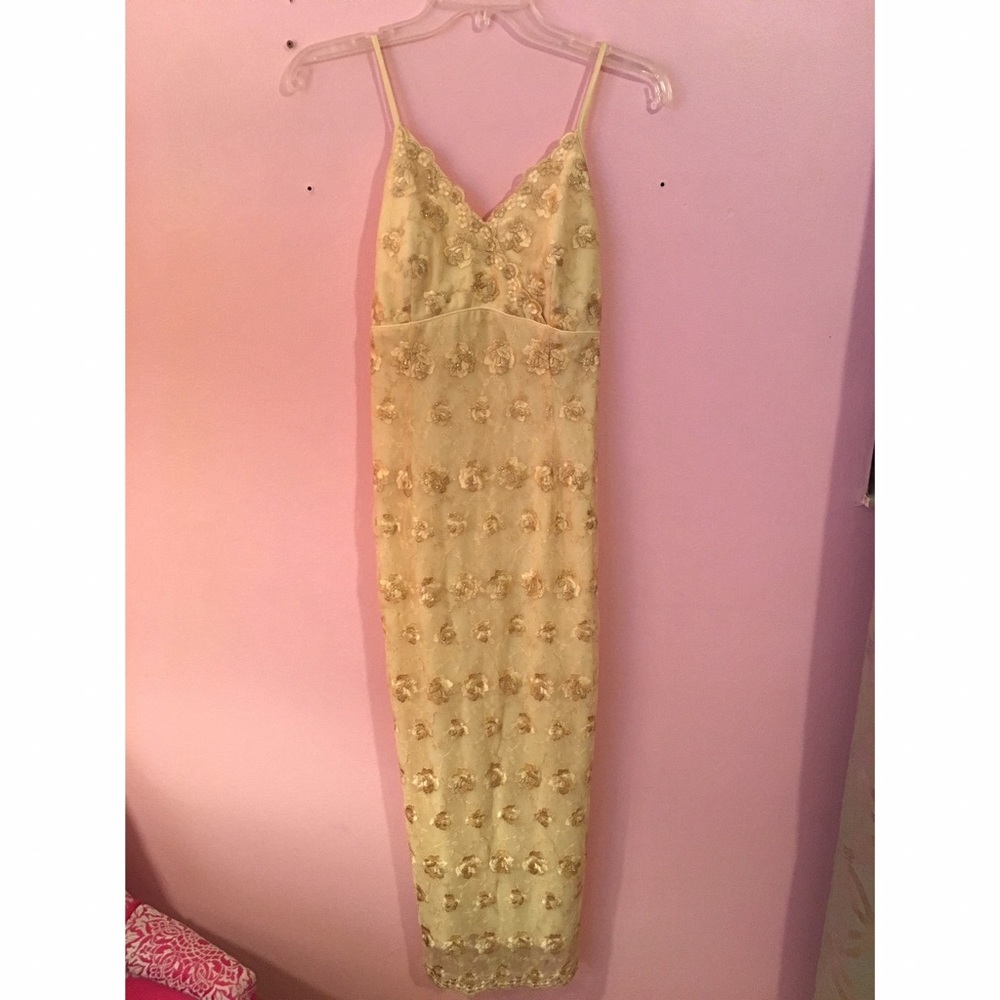 Vintage dress with gold embroidered roses