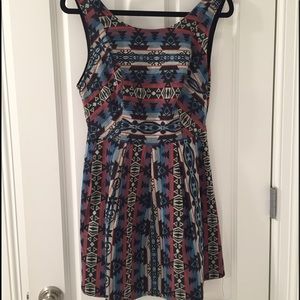 Geometric printed woven cotton sun dress size m