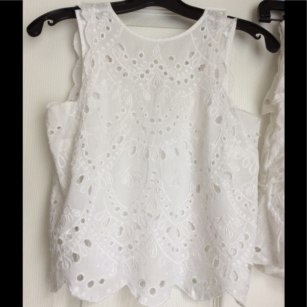 Michael Kors cropped Eyelit embroidered cotton top
