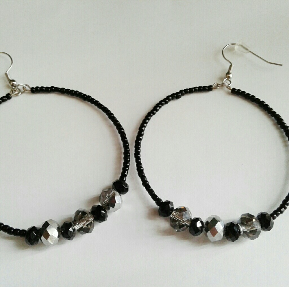 Handmade beaded hoop earrings
