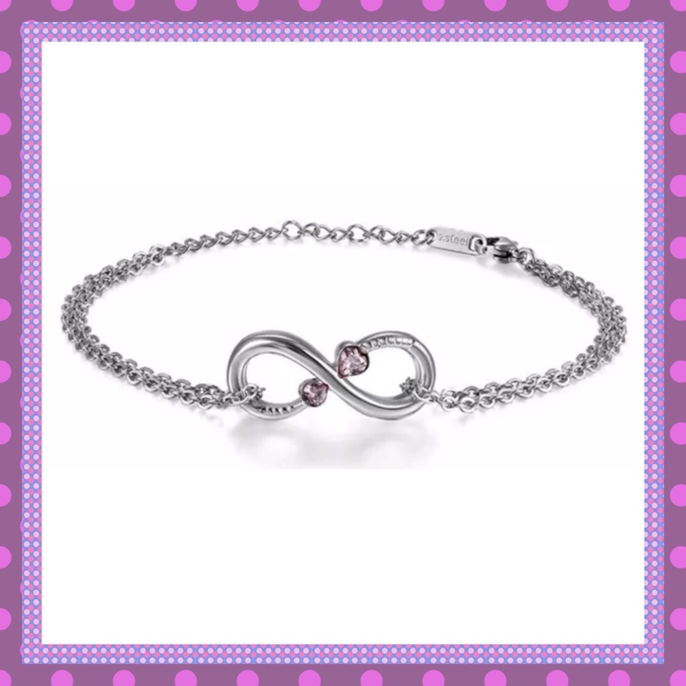 πANKLET Infinity with Heart Shaped Colored CZπΈ - Picture 2 of 7