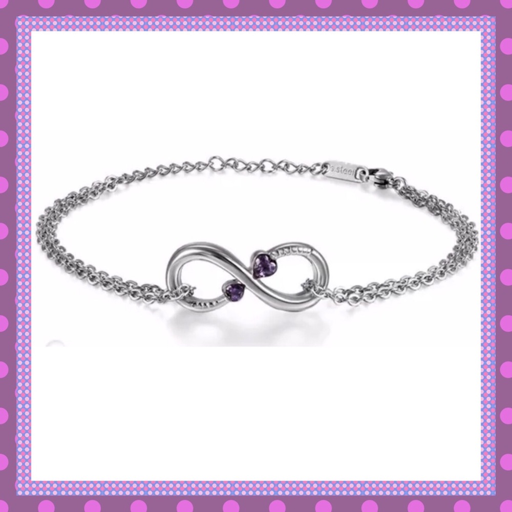 πANKLET Infinity with Heart Shaped Colored CZπΈ - Picture 3 of 7