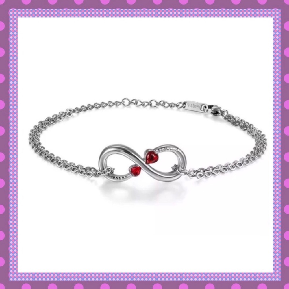 πANKLET Infinity with Heart Shaped Colored CZπΈ - Picture 5 of 7