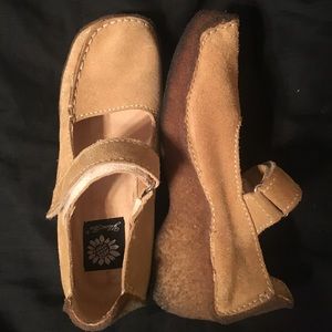 Yellow Box suede moccasins