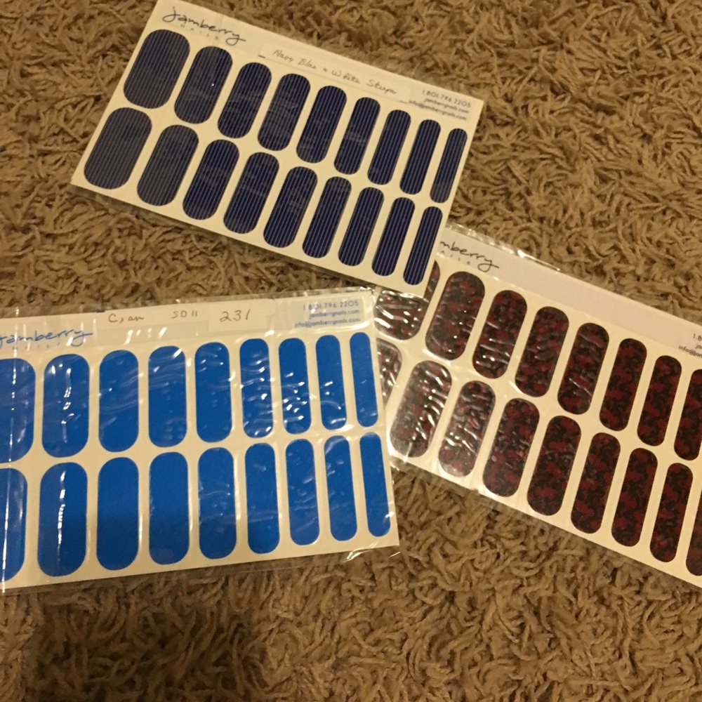 Three non white back Jamberry Nails, 3 for $12