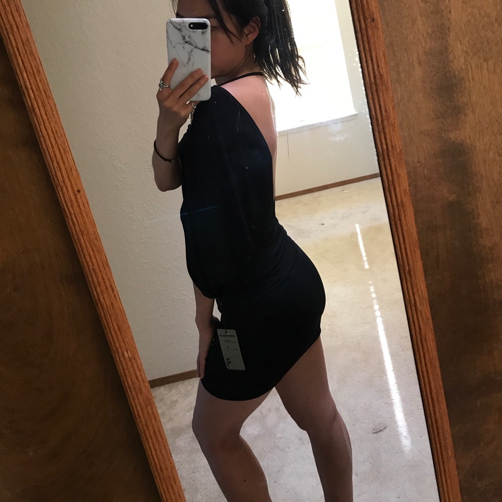 Black dress with low cut V back
