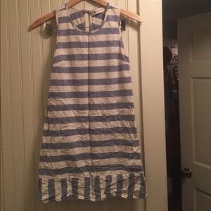 Blue and white striped linen dress