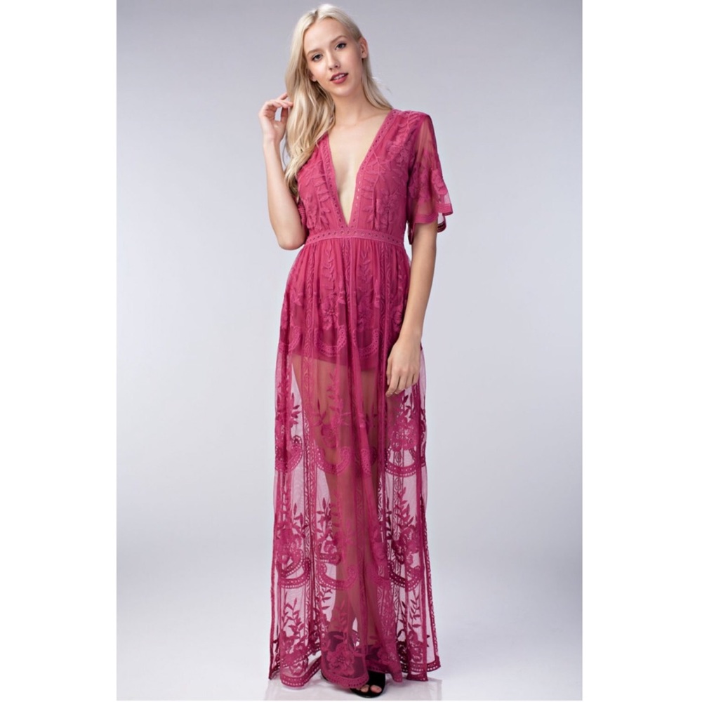 Santana Embroidered Lace Maxi Dress - Picture 6 of 8
