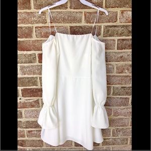 White Off The Shoulder Dress with Ruffle Sleeve