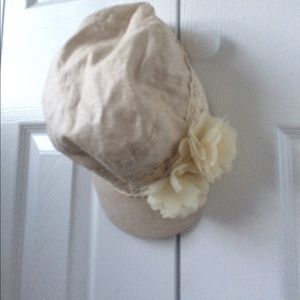 Beige ruffle flower lace hat