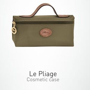Le Pliage cosmetic case by Longchampub khaki