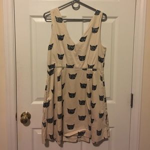 Rose pink dress with black cats