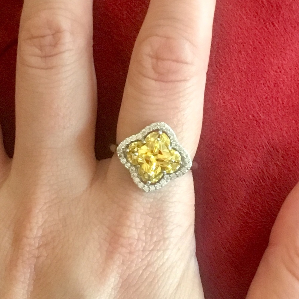 Yellow topaz and white sapphire ring