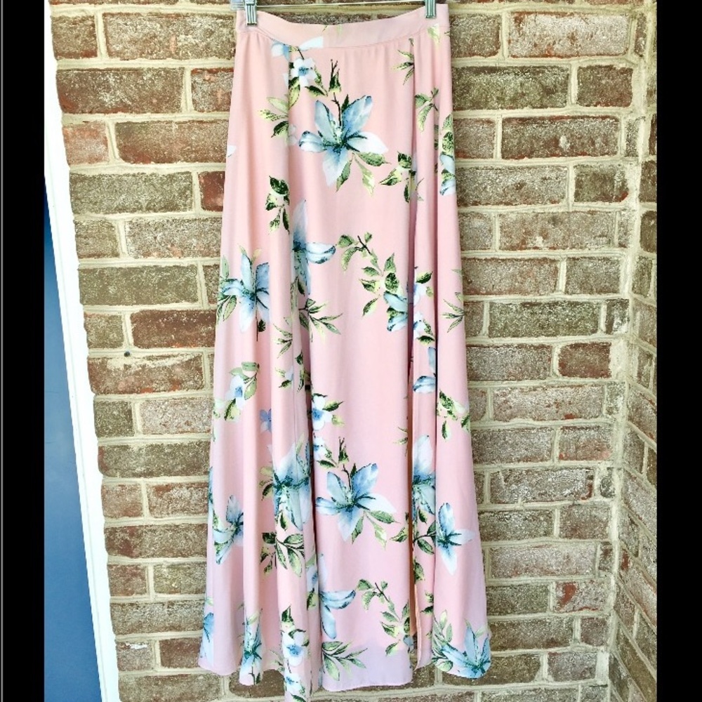 Mauve Floral Maxi Skirt with slit