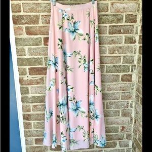 Mauve Floral Maxi Skirt with slit