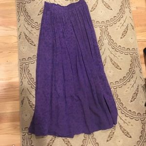 Vintage elastic waist purple floral midi skirt