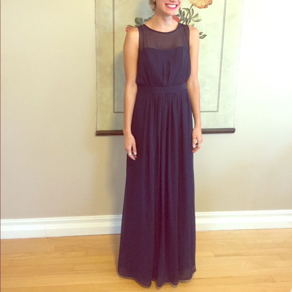 Dark navy blue bridesmaid form dress