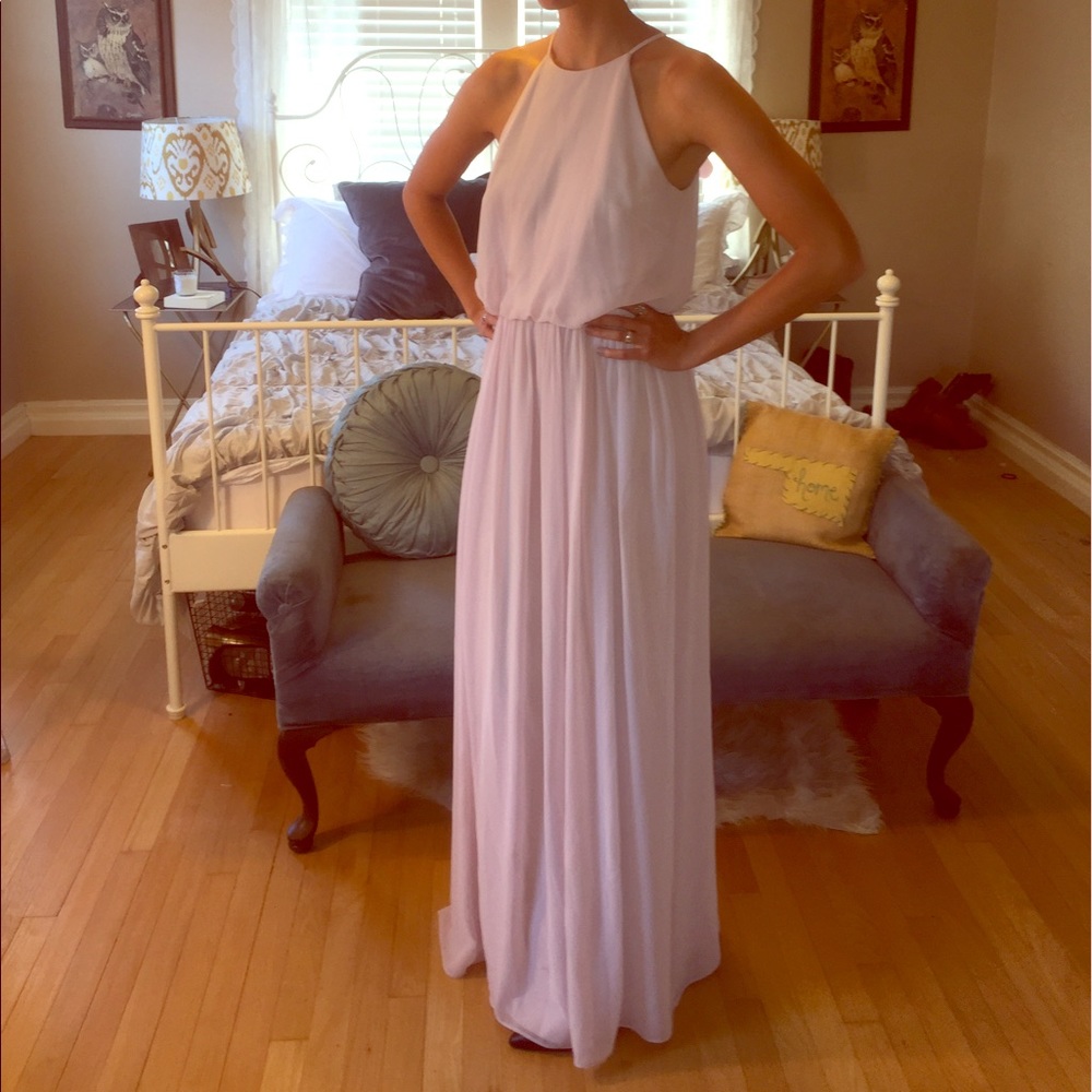 Donna morgan blush/lilac colored bridesmaid dress