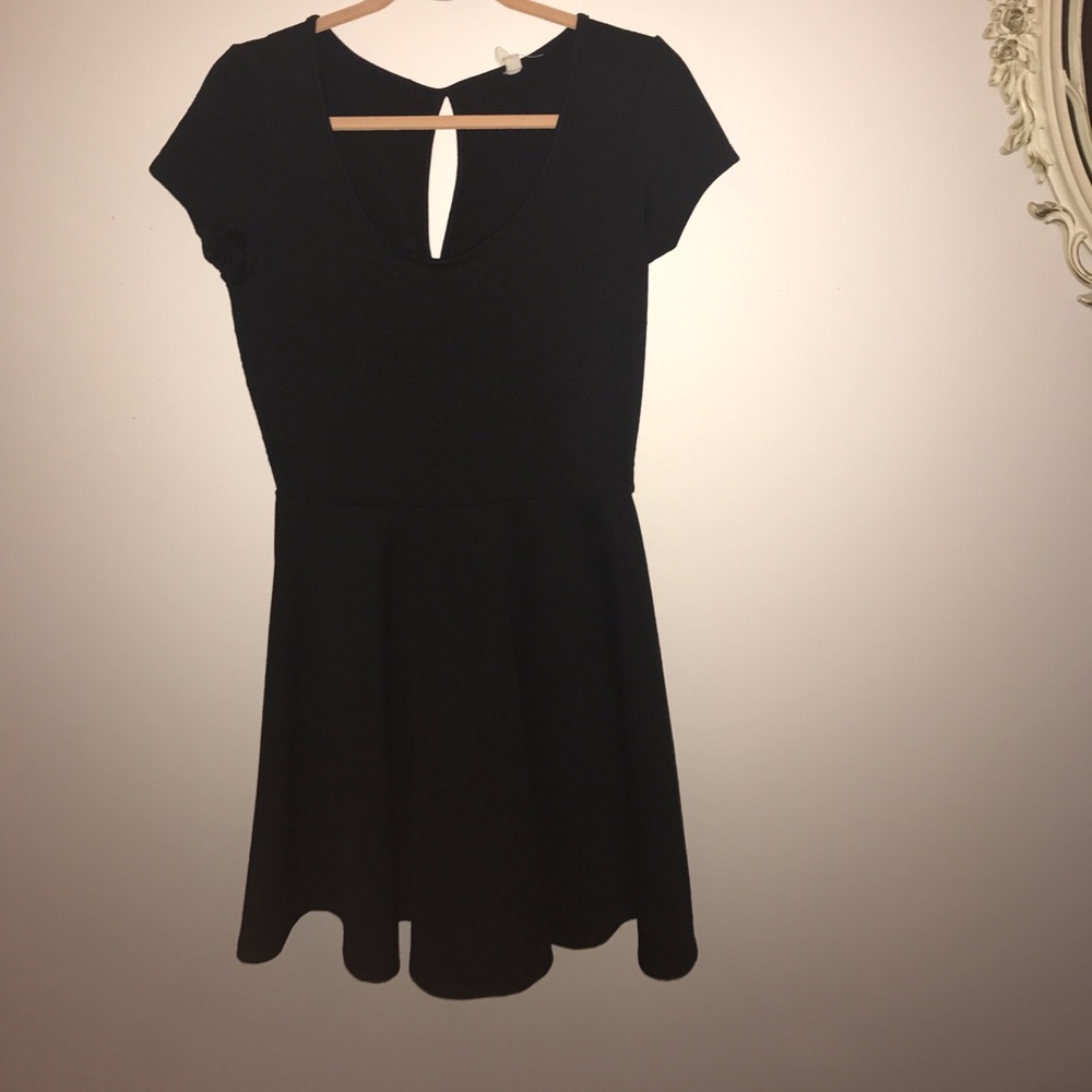 Black short sleeve skater style dress