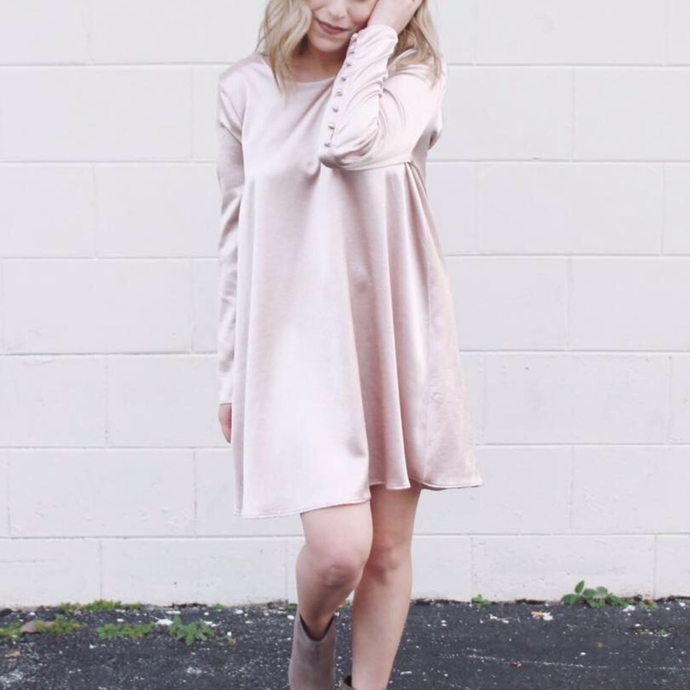 NEW ZARA pink satin dress
