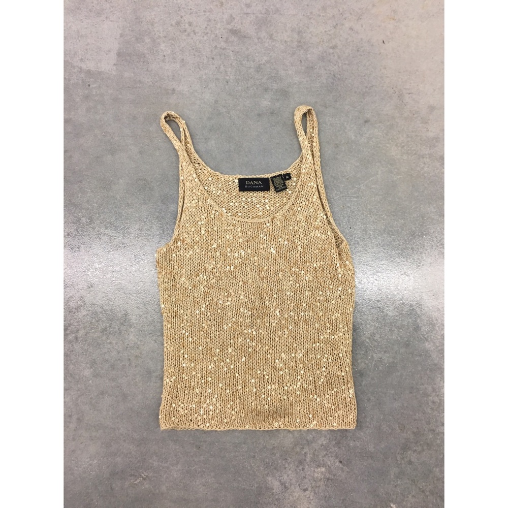 💎SOLD💎Dana Buchman Linen mermaid Sequin gold - Picture 4 of 6