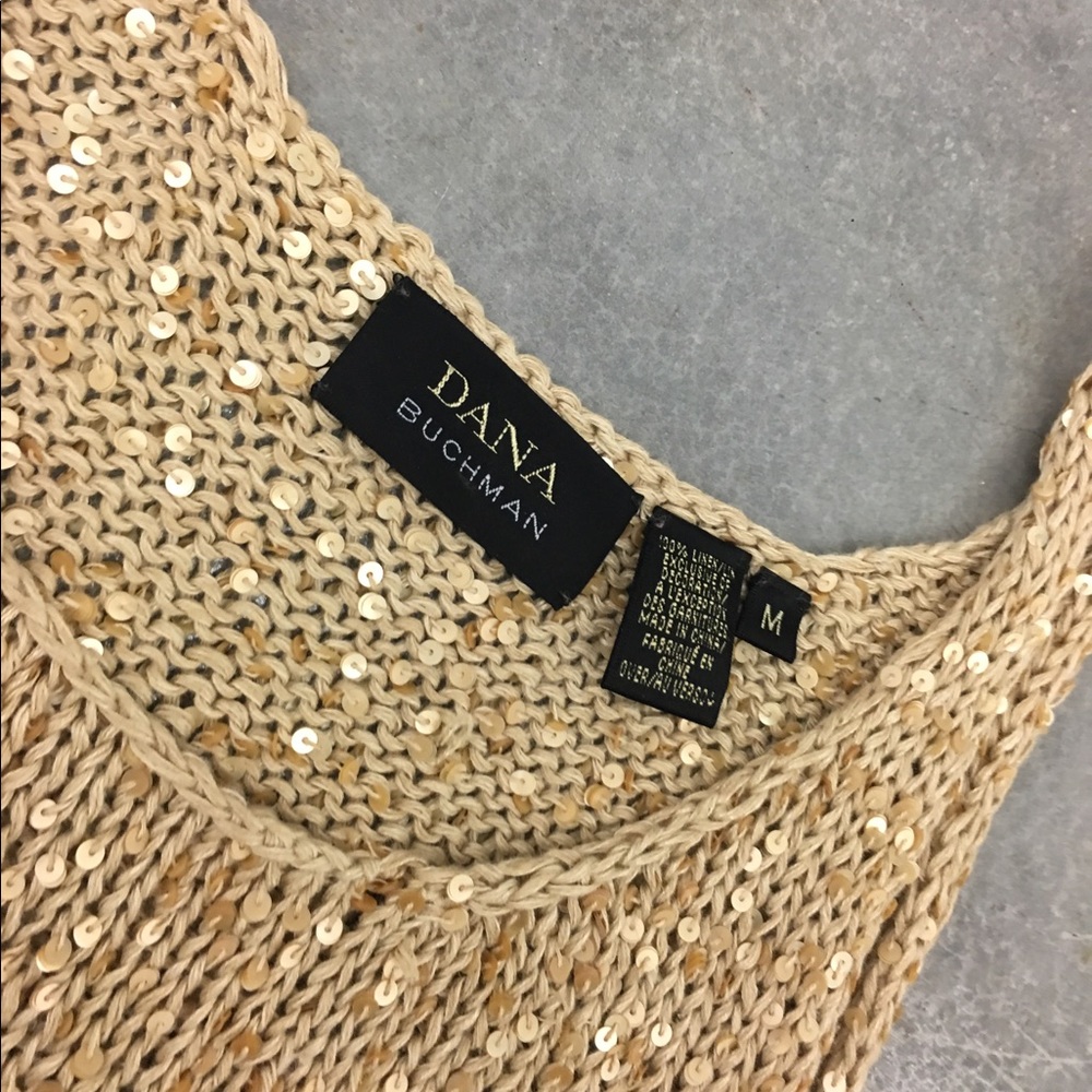 💎SOLD💎Dana Buchman Linen mermaid Sequin gold - Picture 6 of 6