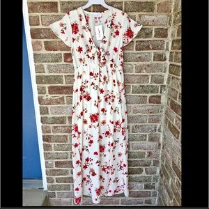 White Floral Maxi Dress with Slit