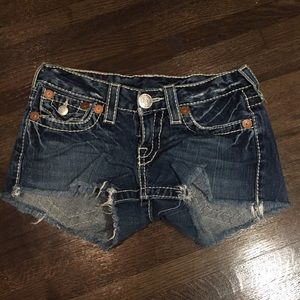 True Religion Big-T denim shorts, size 25