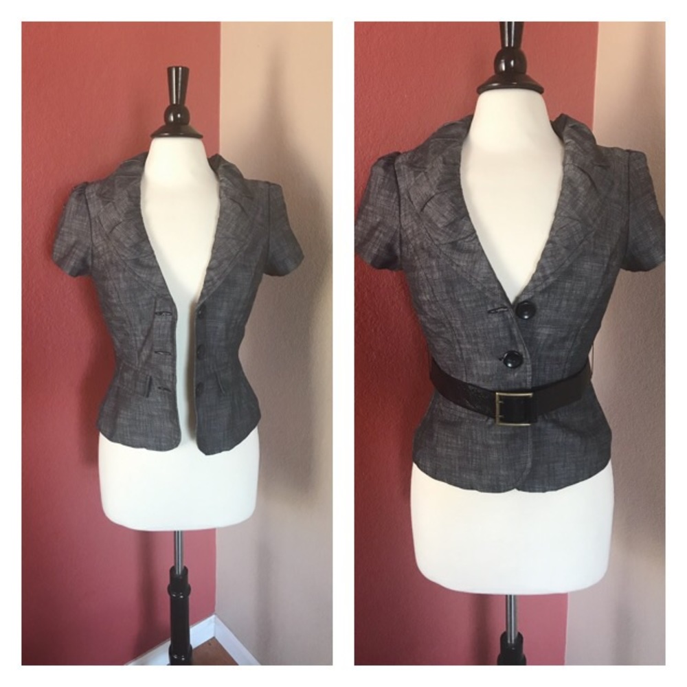 My Michelle Grey Short Sleeve Blazer