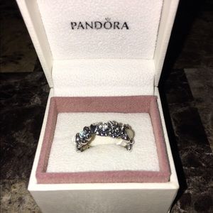 Authentic Pandora Blue Topaz, CZ & Moonstone ring
