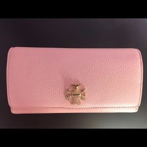 Tory Burch Pink Leather Turnlock Envelope Wallet