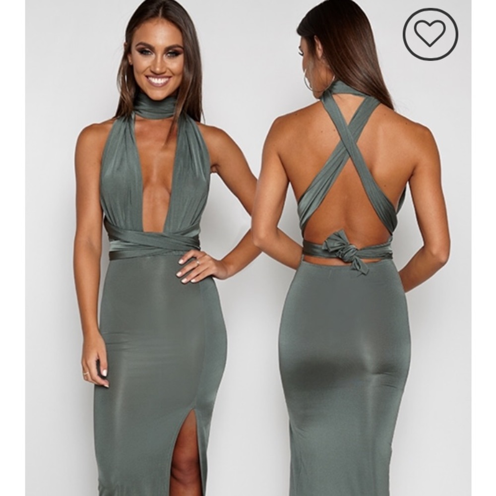 Green tie-any way maxi dress