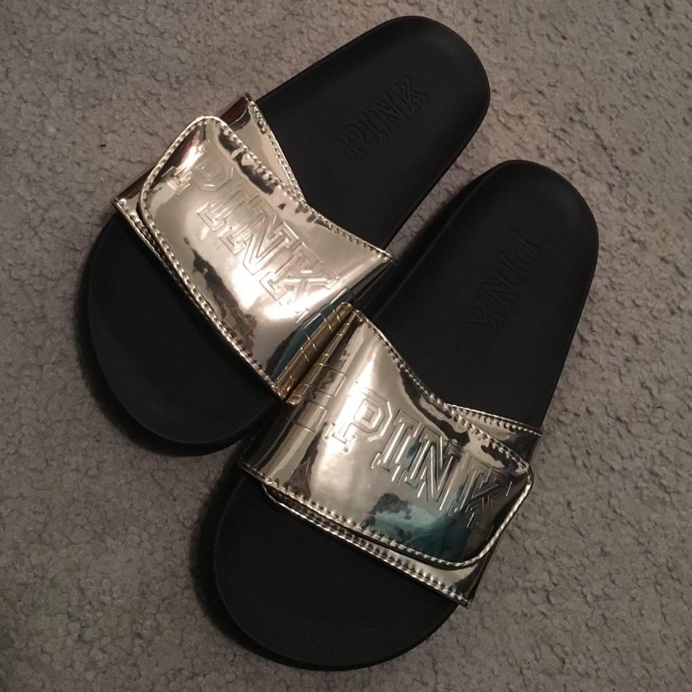 Victoria secret black and gold slides