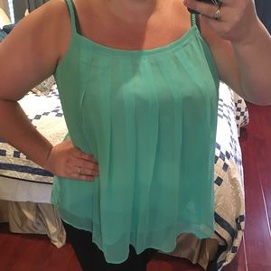 Teal flowy strappy cami