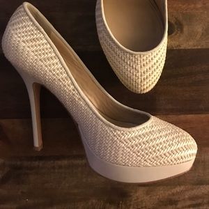 Joan & David Ivory Woven Pumps (Vero Cuoio)